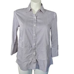 Vision 155 blouse button down striped  sz 10